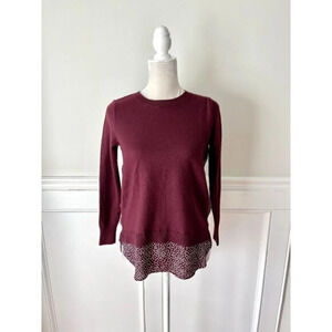 LOFT Mixed Material Maroon Sweater XS